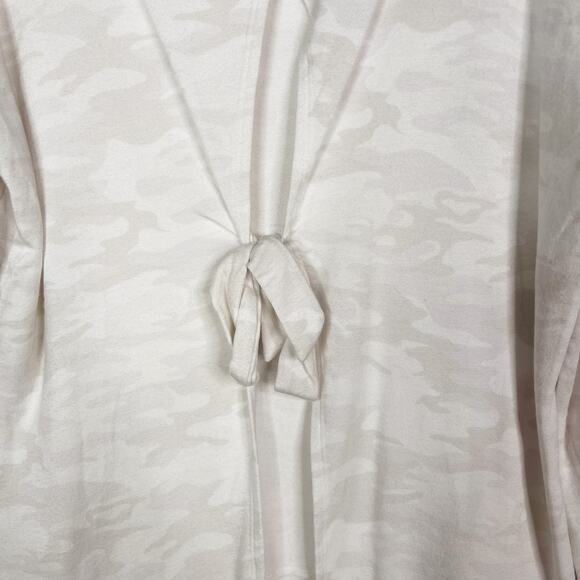 Vimmia Medium M White Soothe Tie Back Camo Print Sweatshirt Crew Neck Keyhole - Picture 6 of 12
